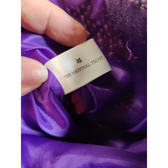 Vtg Purple Paper Straw Woven Purse Floral Embroidered National Trust England - Picture 3 of 8